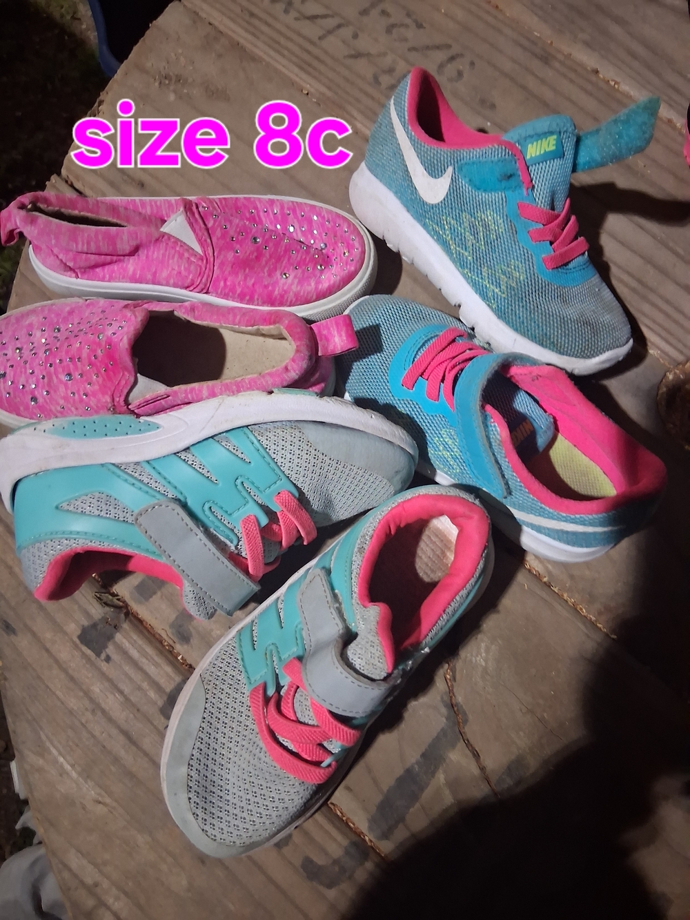 Kids Sneakers Blue and Pink Bundle Of 3 8c Size